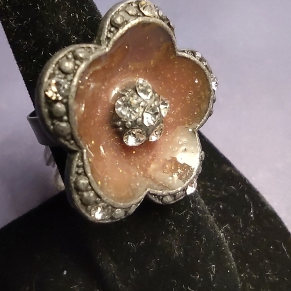 Super Adorable Floral Bling Ring Adjustable - Picture 1 of 5
